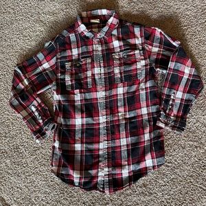 Red and black flannel shirt